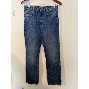 Sezane Jeans Rue Saint-Fiacre Denim Straight Leg Blue Zip Fly High Rise sz 38